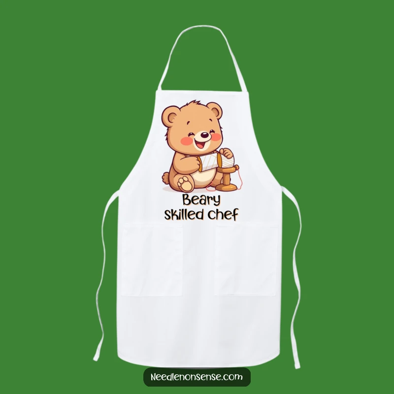 Funny Bear Sewing Apron: Cub Hammering Chef Wear, Hilarious Crafter Funny Gift
