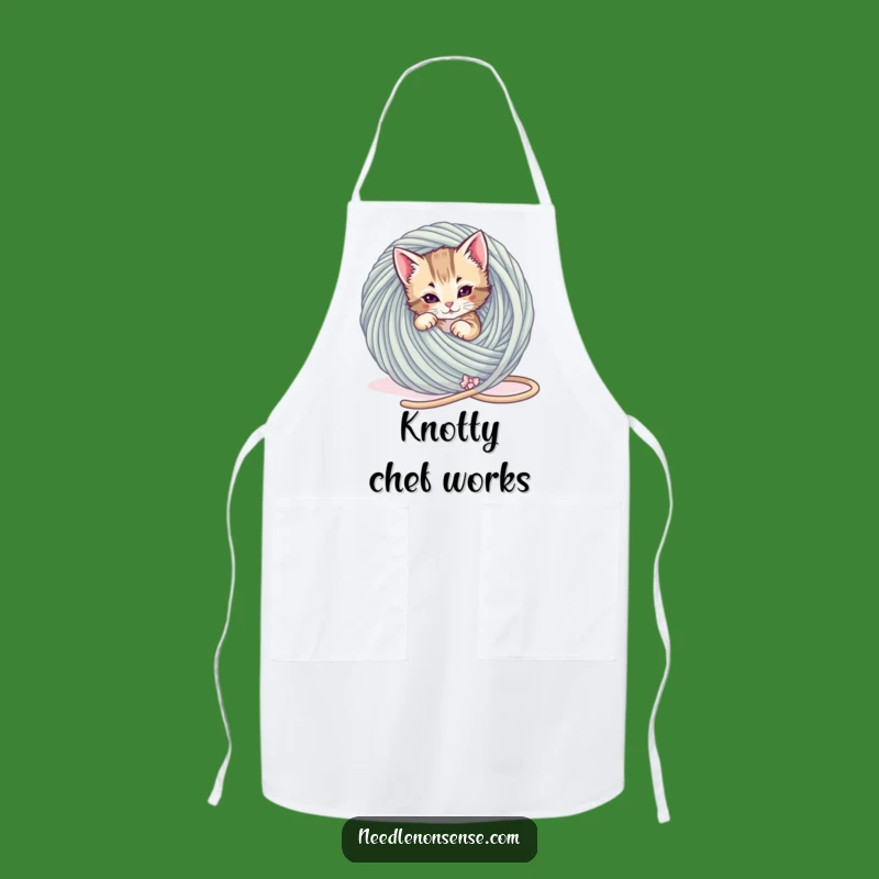 Funny Kitten Yarn Tangle Apron: Cook Up Laughs with Hilarious Feline Style!