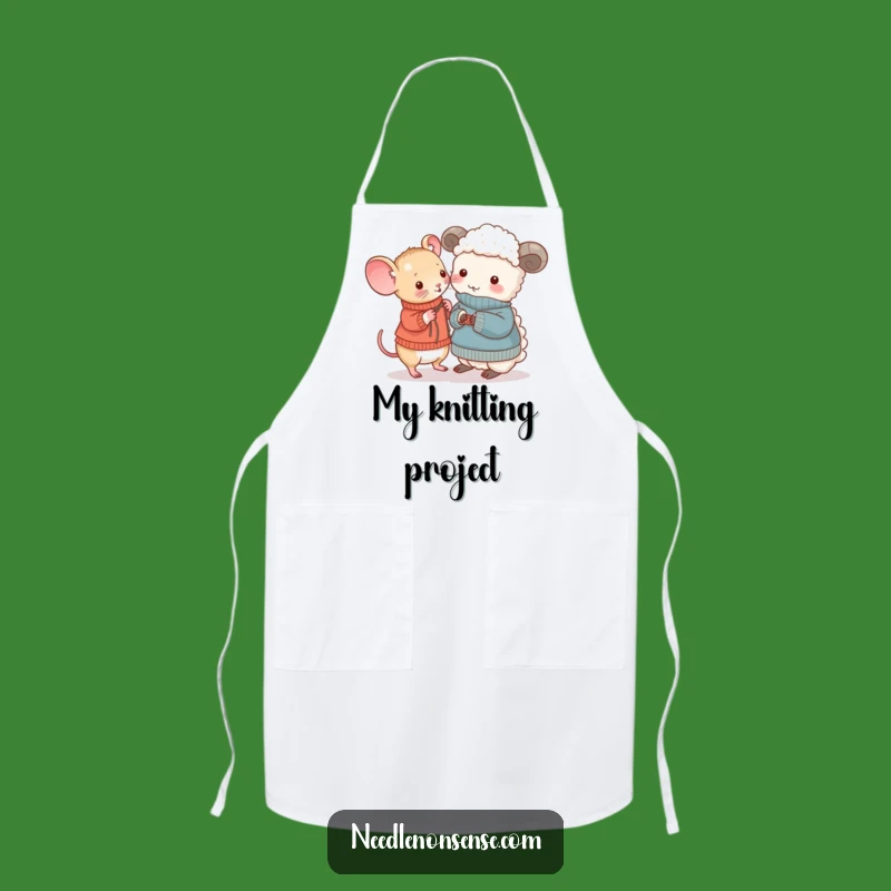 Funny Mouse & Sheep Knitting Apron: Cook Up Fun with Hilarious Crafty Style!