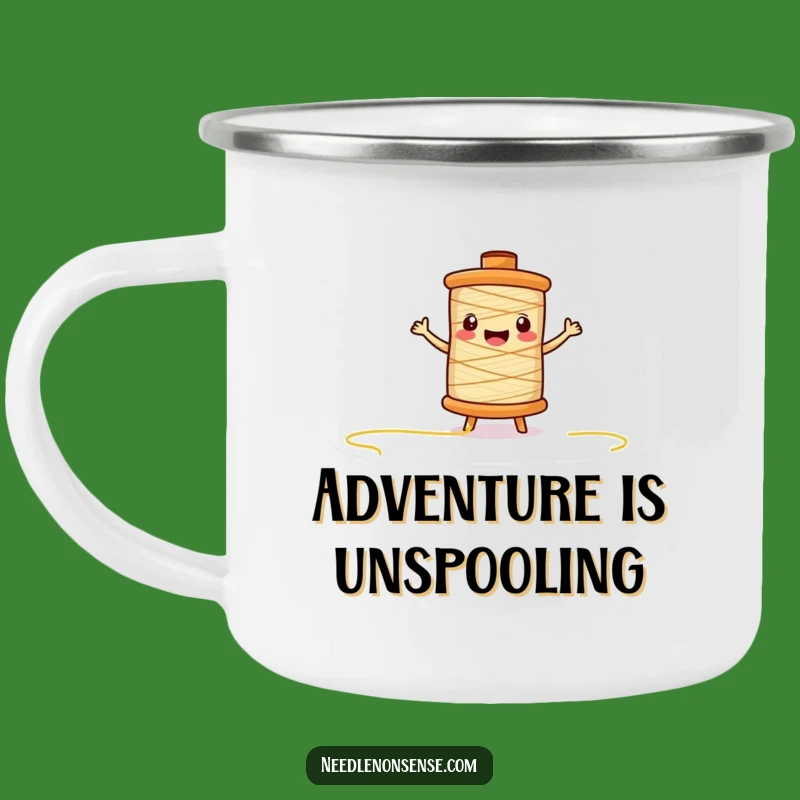 Funny Thread Spool Camping Mug: Adventure Fuel for Crafters