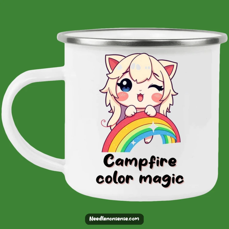 Durable Funny Rainbow Stitching Camping Mug - Magical Outdoor Art Gift