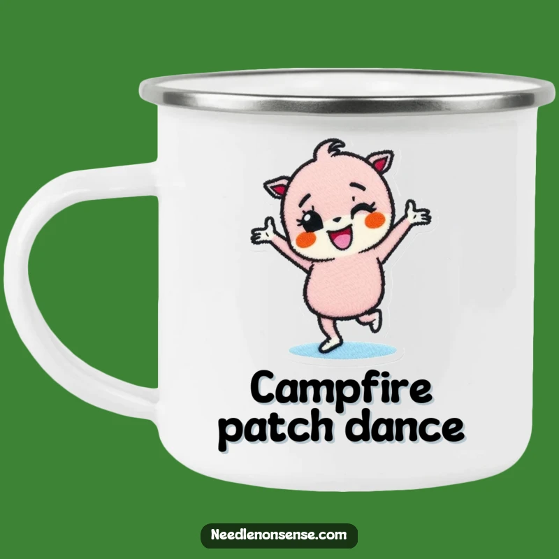 Funny Fabric Patch Camping Mug: Dance Around the Campfire Cup
