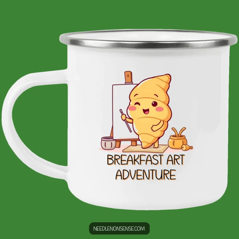 Funny Croissant Artist Camping Mug - Sip and Create Outdoors