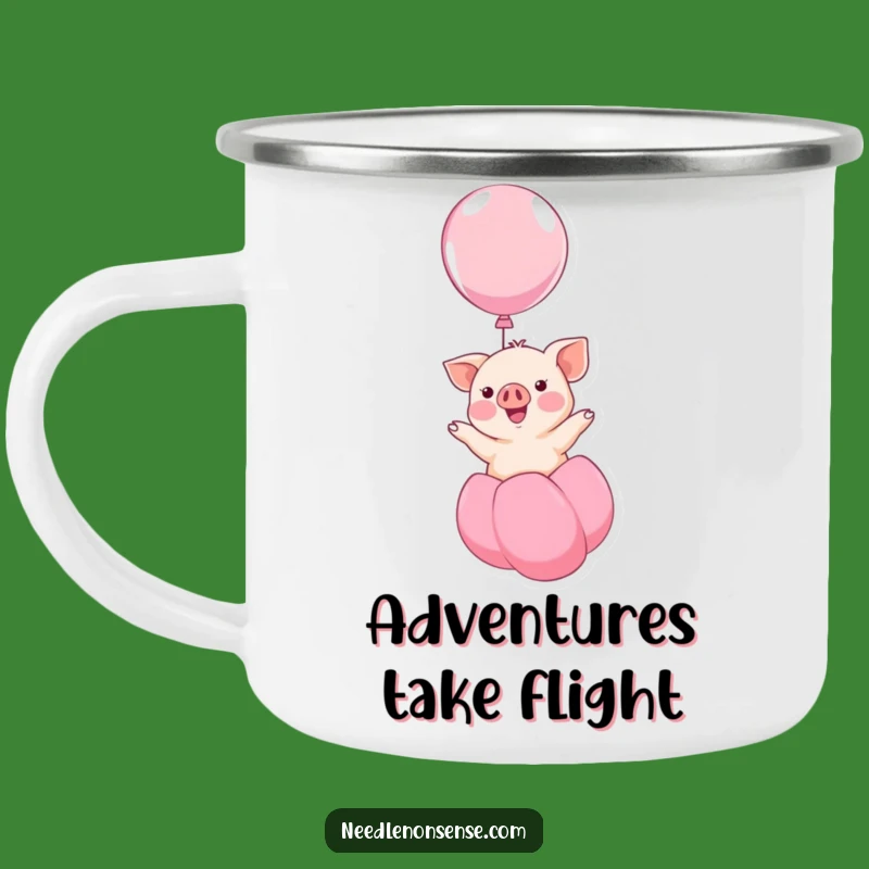 Funny Kawaii Piglet Balloon Camping Mug - Adventure Smile!