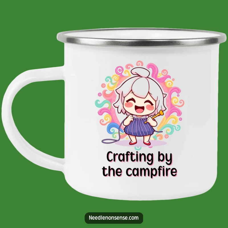 Funny Needle Stitching Camping Mug, Outdoor Crafting Joy, Adventure-Ready Humor