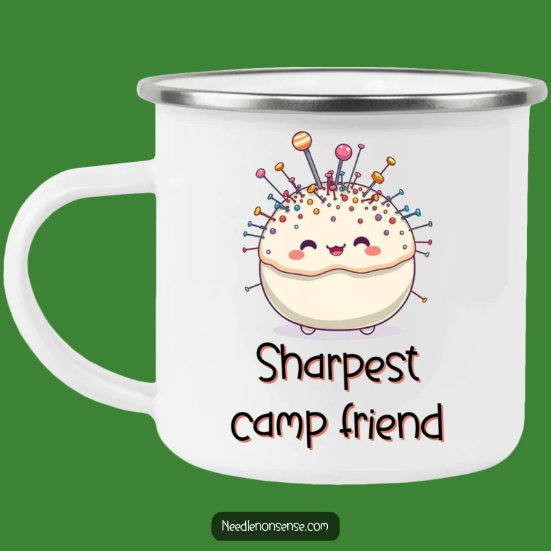 Funny Pincushion Camping Mug: Adventure Fuel for Crafters