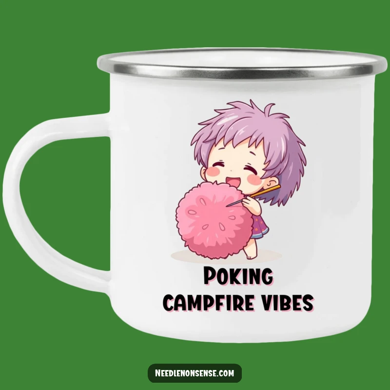 Funny Pom-Pom Needle Camping Mug: Adventure Crafting Companion Gift