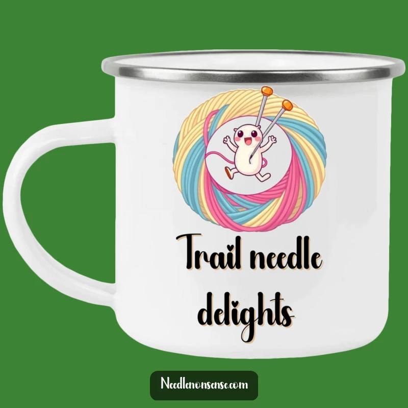 Funny Needle Thread Leap Enamel Camping Mug: Adventure-Ready Sewing Gift