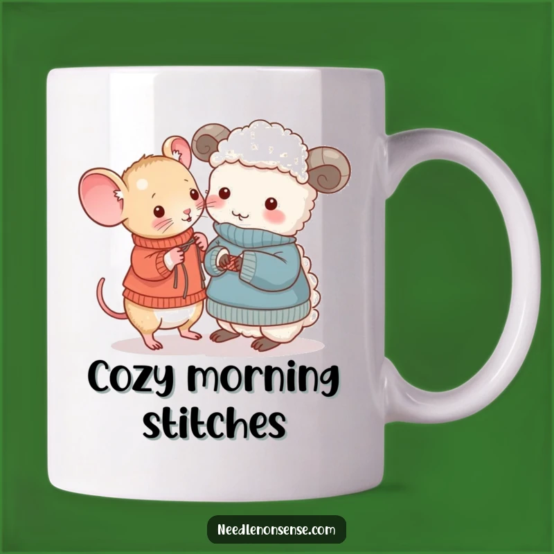 Funny Mouse & Sheep Knitting Mug: Hilarious Crafty Gift for Knitters & Animal Lovers!