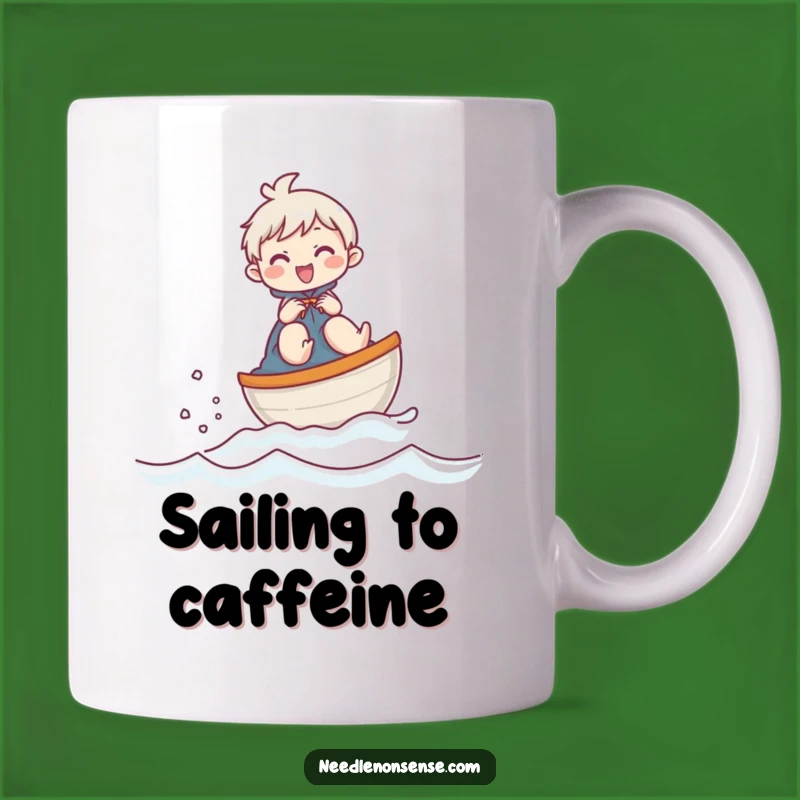 Funny Thimble Boat Giggling Character Mug, a Hilarious Sewing Gift for Crafters