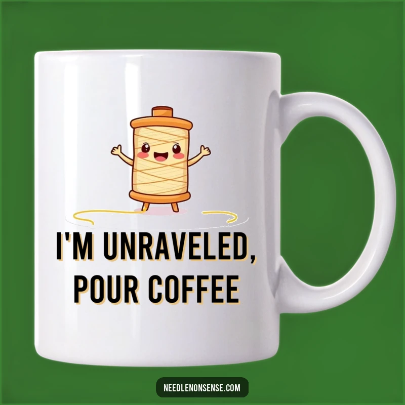 Funny Thread Spool Character Mug: A Hilarious Gift for Crafters