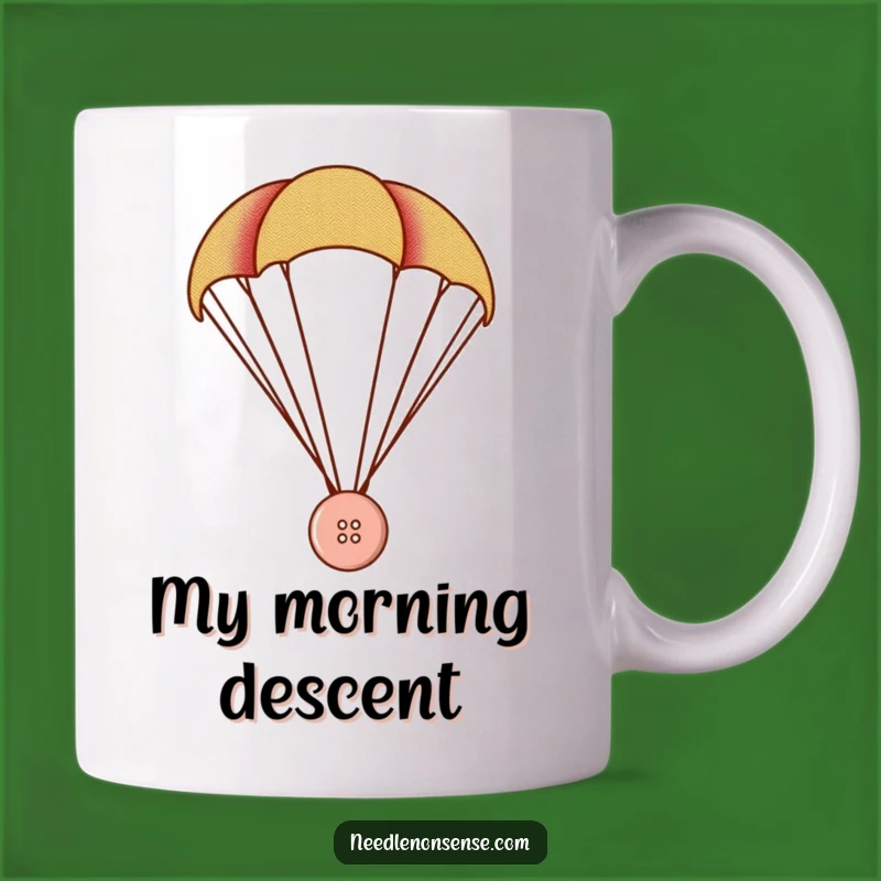 Funny Button Parachute Mug: Hilarious Adventure Gift for Small Wonders!