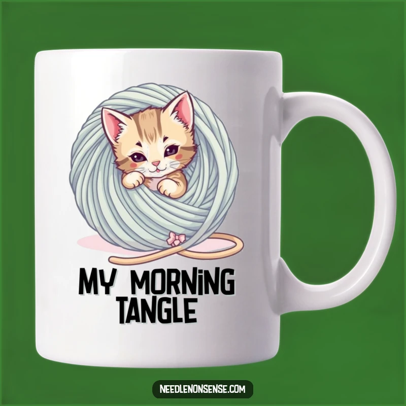 Funny Kitten Yarn Tangle Mug: Hilarious Gift for Cat Lovers Who Love Chaos!