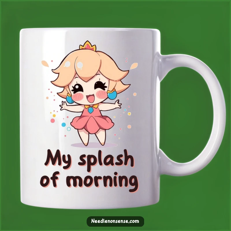 Funny Peach Splatter Paint Mug: Playful Art Character, Perfect Gift