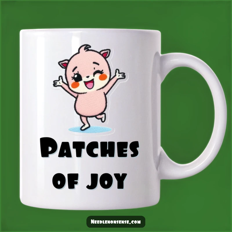 Funny Fabric Patch Mug: Hilarious Dancing Design for Sewing Lovers