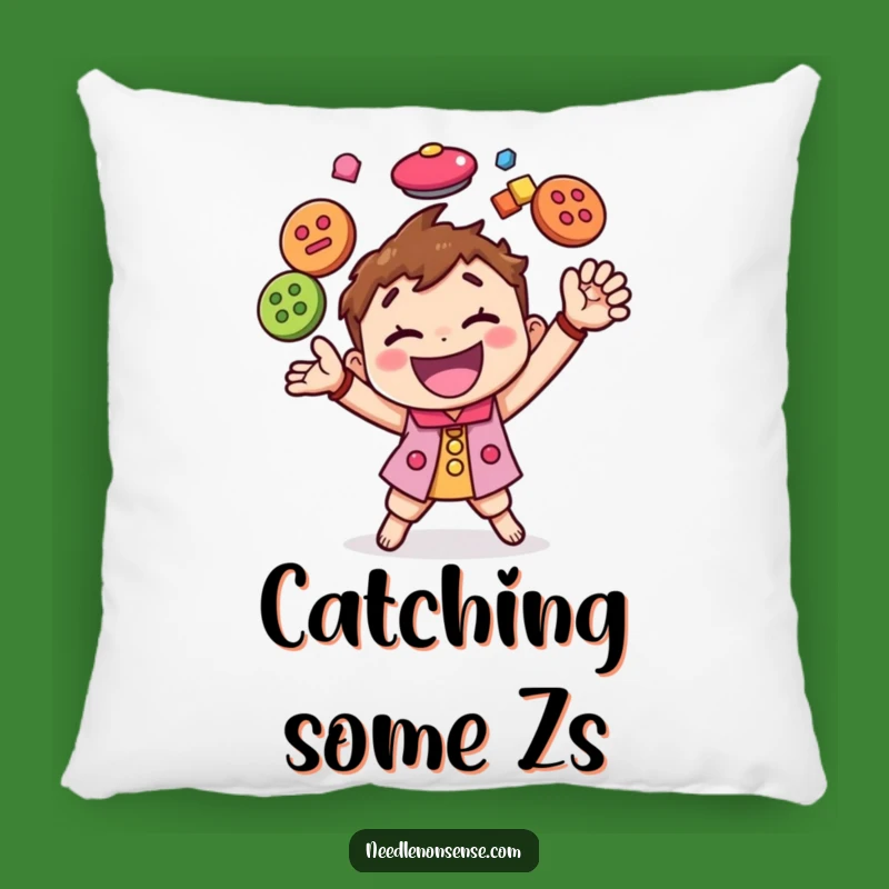 Funny Button Juggling Character Pillow, a Soft and Hilarious Accent for Crafty Spaces Gift