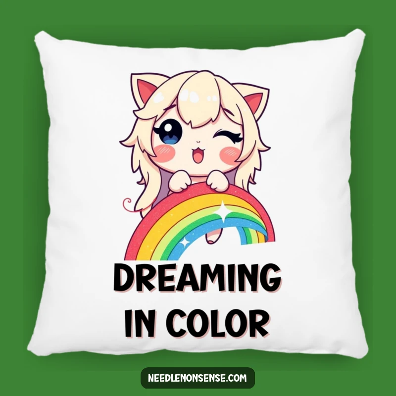 Comfy Funny Rainbow Stitching Pillow - Magical Glowing Thread Decor Gift