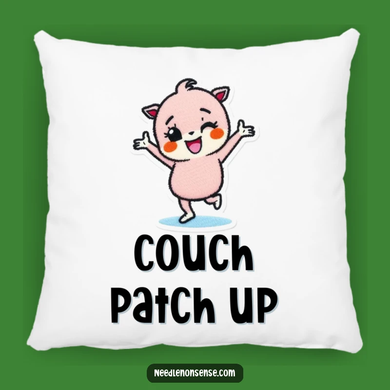Funny Fabric Patch Pillow: Cozy Comfort with a Dancing Design