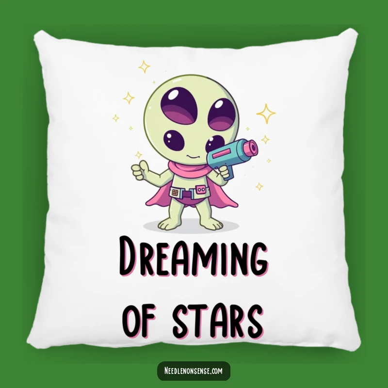 Funny Kawaii Alien Sparkle Pillow - Cozy Galactic Accent!