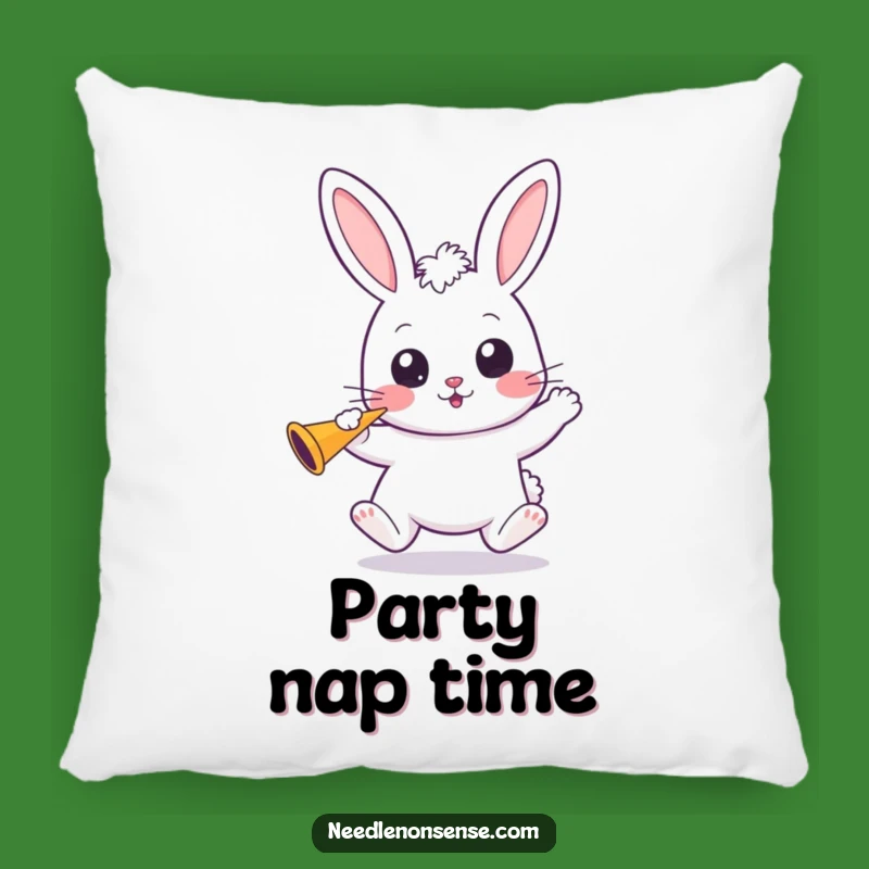 Funny Kawaii Bunny Pillow: Cozy Comfort with Wide Eyes and Party Spirit