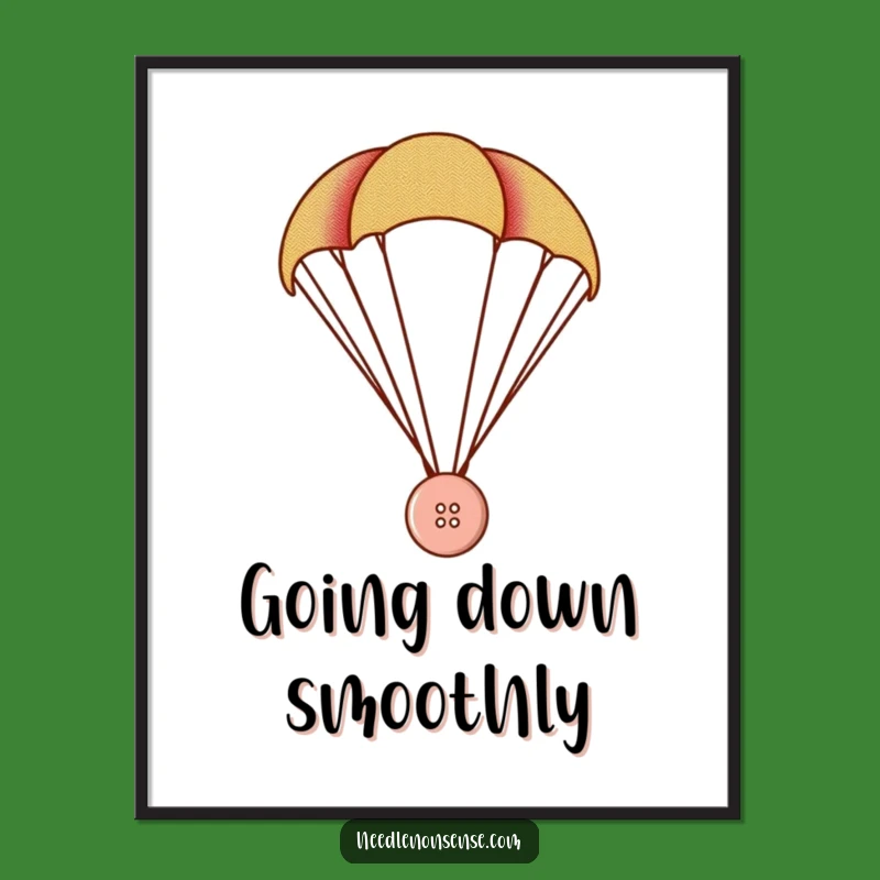 Funny Button Parachute Digital Print: Instant Hilarious Adventure Art for Your Walls!