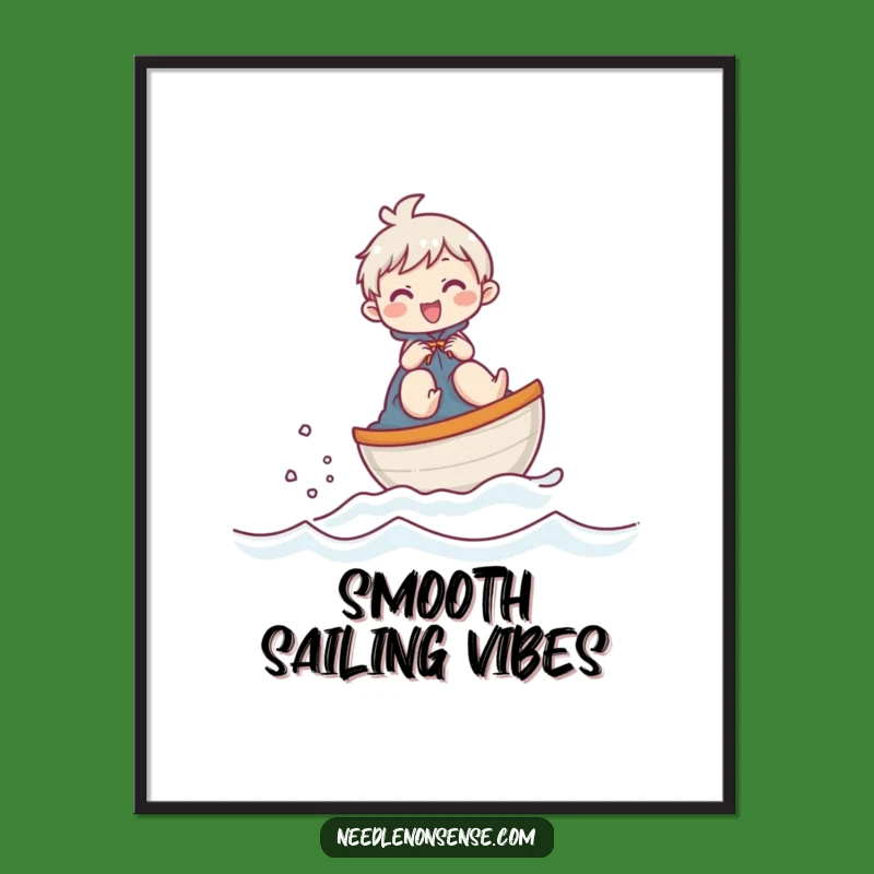 Funny Giggling Thimble Boat Character Digital Art, Instant Hilarious Wall Decor Gift