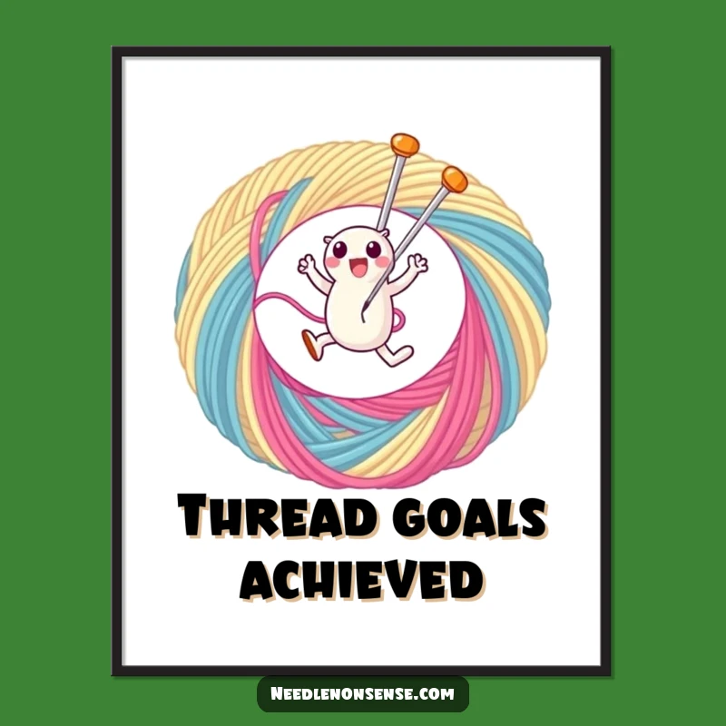 Funny Needle Thread Leap Digital Art: Instant Download for Crafty Decor