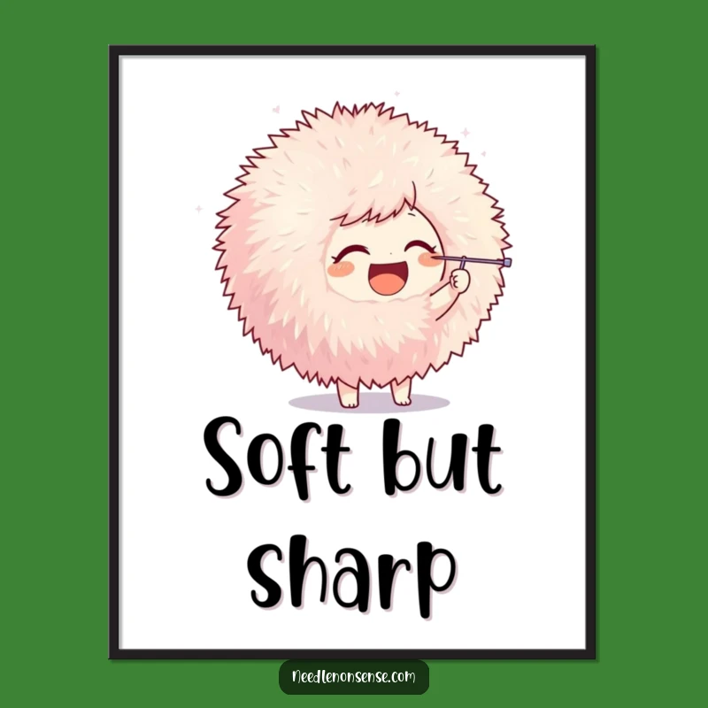 Funny Pom-Pom Poke Character Digital Art, Instant Whimsical and Hilarious Wall Decor Gift