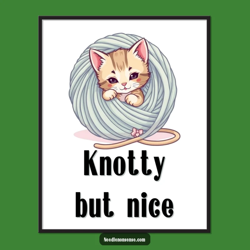 Funny Kitten Yarn Tangle Digital Print: Instant Hilarious Feline Art for Your Walls!