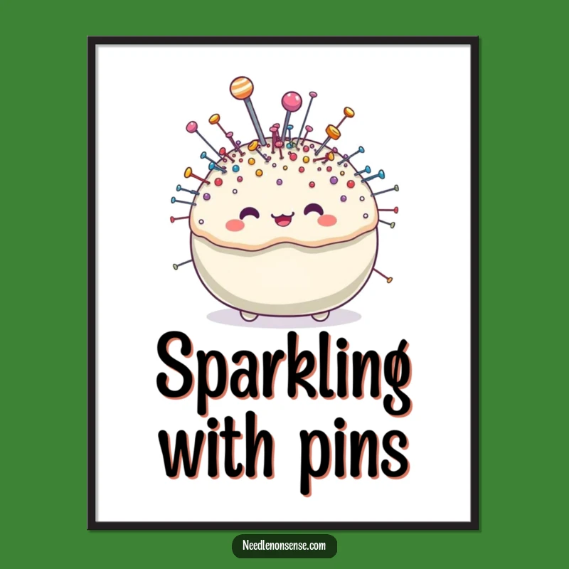 Funny Pincushion Digital Art: Printable Sparkle for Your Space