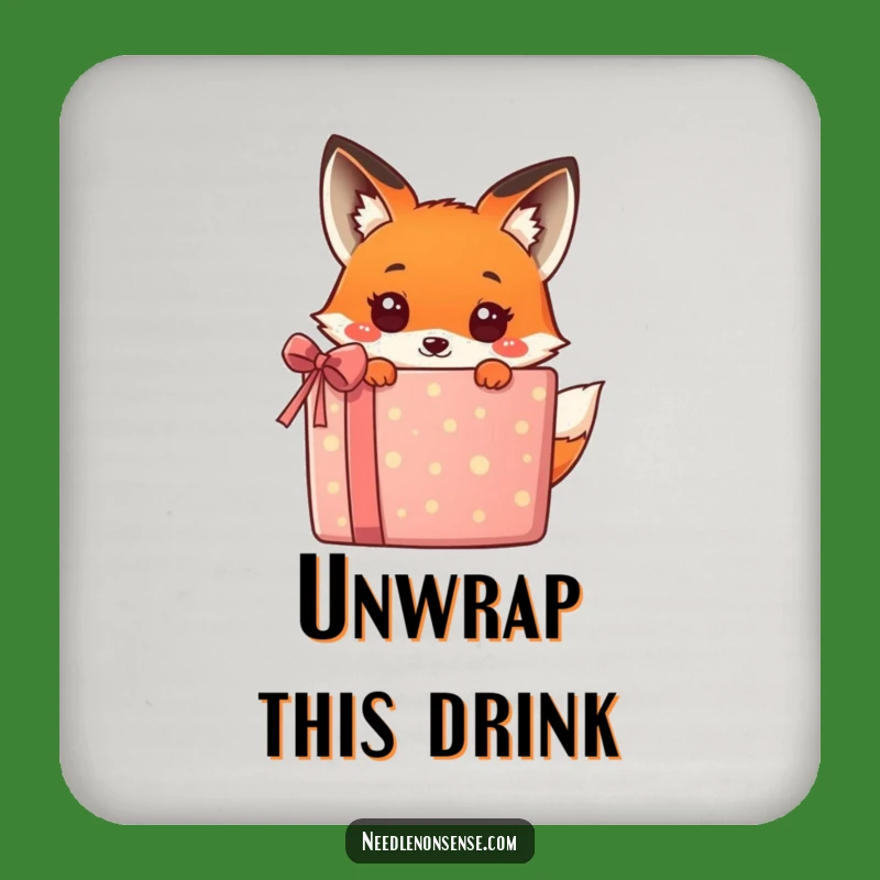 Funny Kawaii Fox Gift Coaster - Protect Surfaces with Surprise!