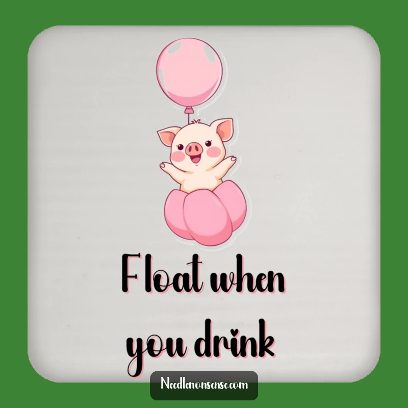 Funny Kawaii Piglet Balloon Coaster - Tabletop Smile!