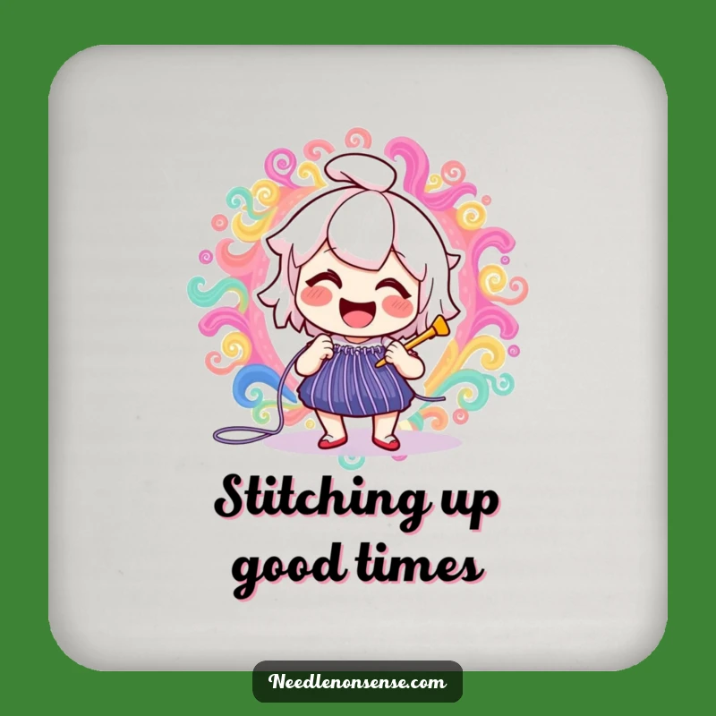 Funny Needle Stitching Coaster, Crafting Protection, Hilarious Tabletop Accent