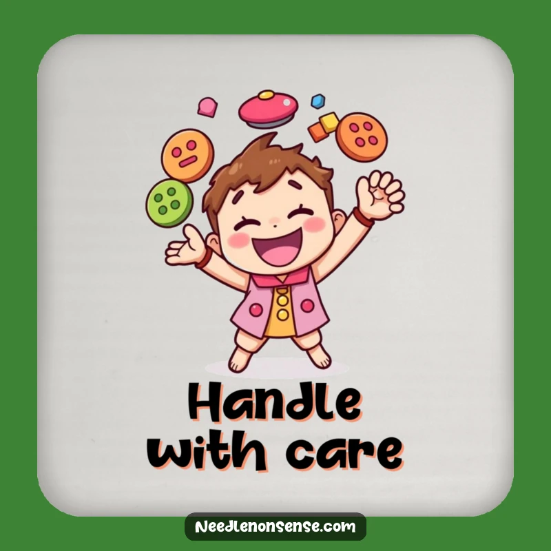 Funny Button Juggling Character Coaster, a Small but Hilarious Addition to Your Crafty Space Gift