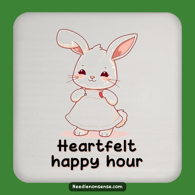 Funny Bunny Sewing Coasters: Cute Apron Rabbit, Humorous Decor Gift for Drink Protection