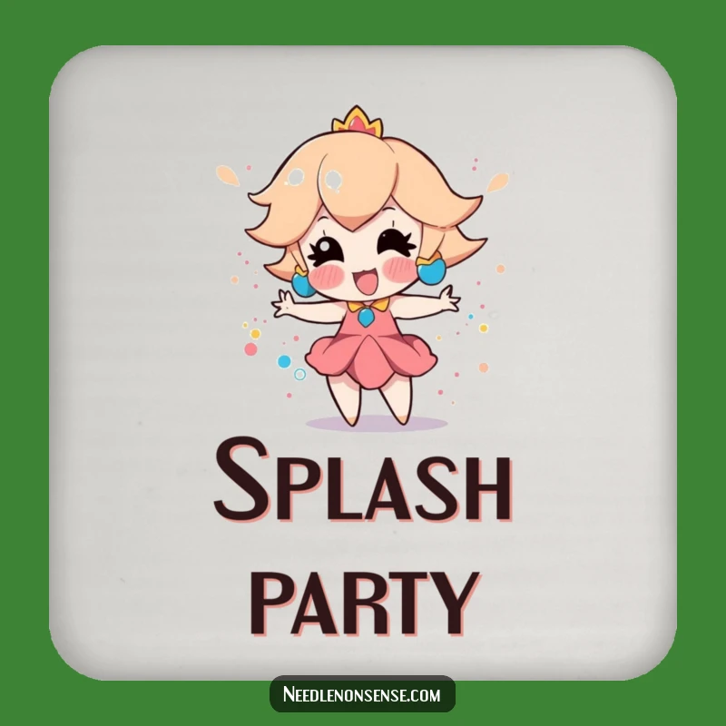 Funny Peach Splatter Paint Coaster: Playful Art Protector, Great Gift