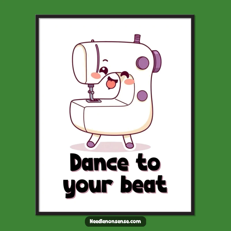 Funny Sewing Machine Dance Poster - Playful Wall Art for Craft Rooms