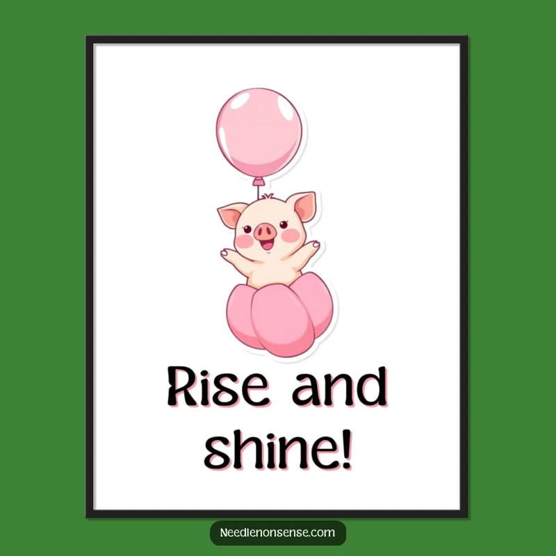 Funny Kawaii Piglet Balloon Poster - Uplifting Wall Art!