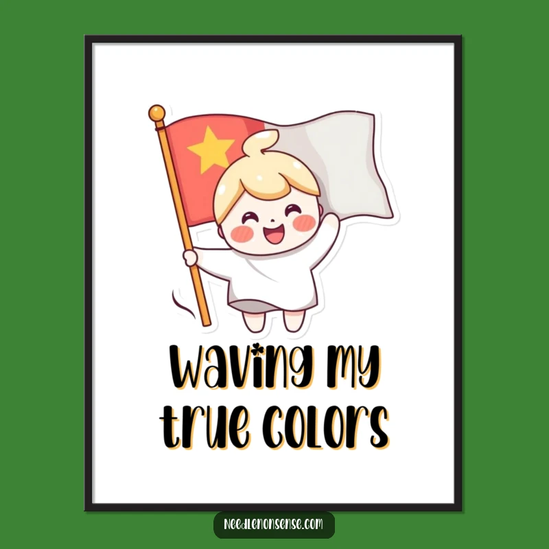 Funny Flag Sewing Character Poster, a Cheerful and Hilarious Piece of Art Gift