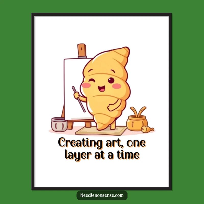 Funny Free Printable Wall Art: Croissant Artist Downloadable Poster