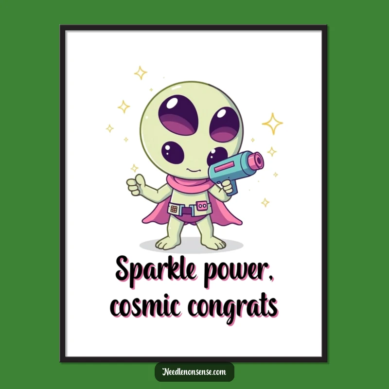 Free Printable Wall Art: Kawaii Alien Sparkle Ray Funny Downloadable Decor