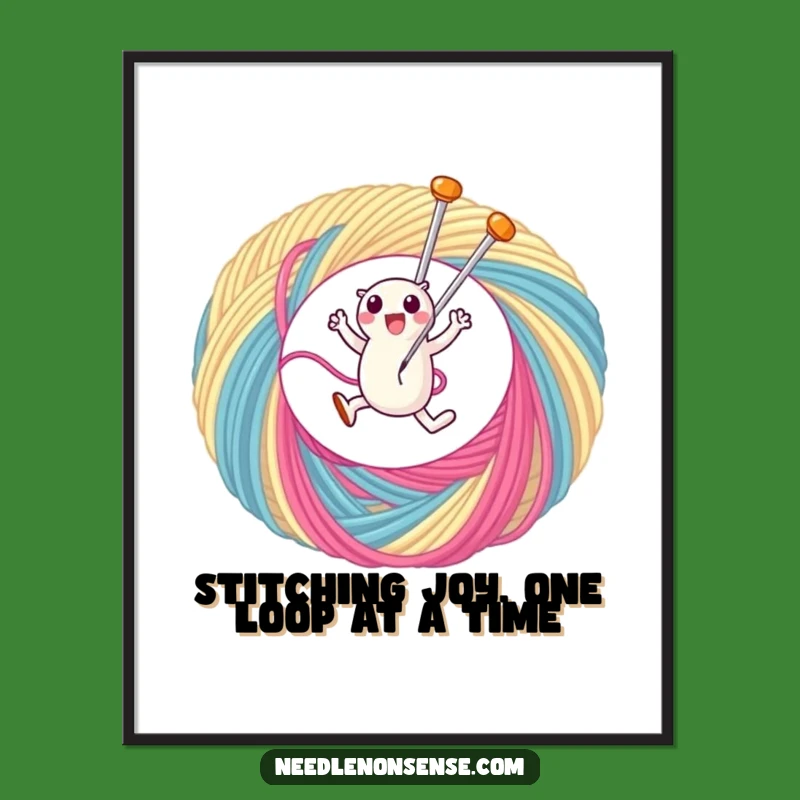 Free Printable Wall Art: Funny Needle Leaping Thread - Downloadable Quirky Decor