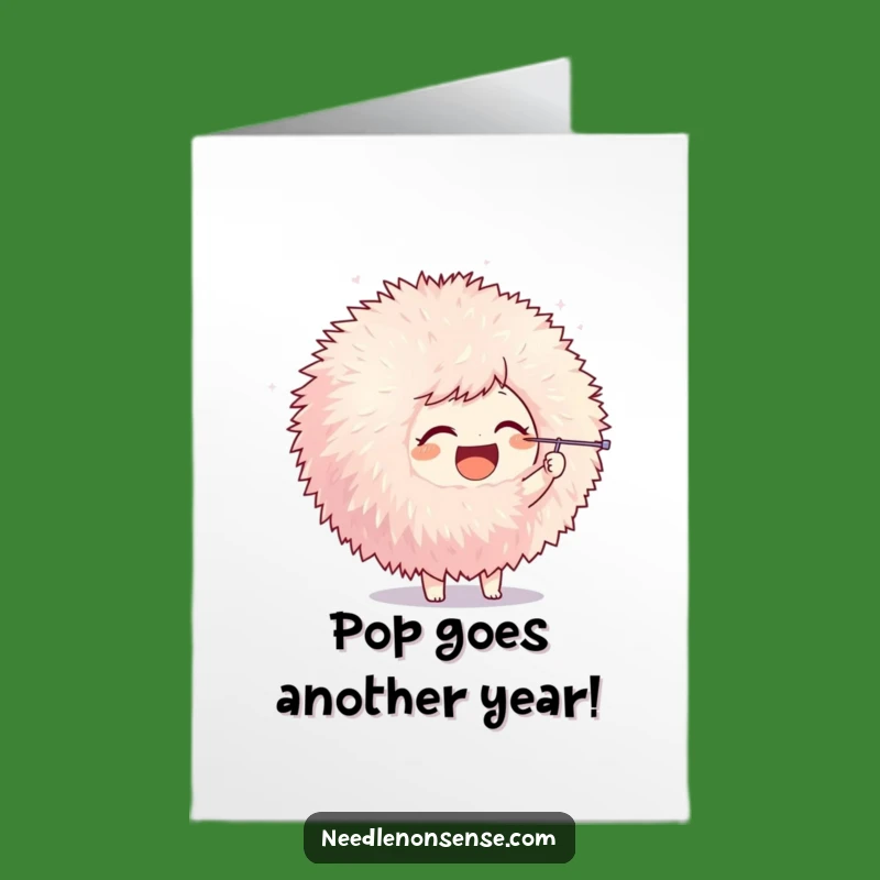 Free Printable Birthday Card: Pom-Pom Poking Character, Playful Downloadable Gift