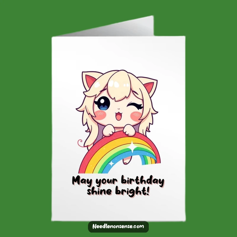 Free Printable Rainbow Stitching Birthday Card - Happy Glowing Thread Gift