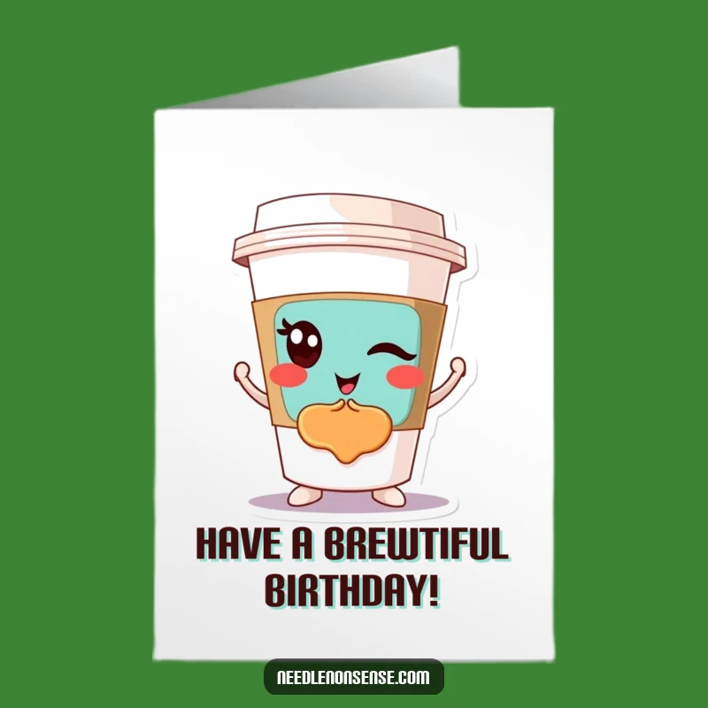 Free Printable Birthday Card: Winking Coffee Cup Art, Stylish Downloadable Gift