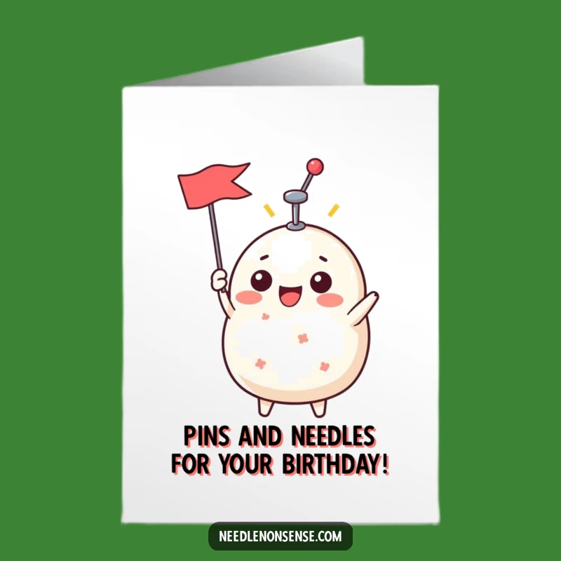 Free Printable Birthday Card: Funny Pin Cushion Flag Humor, Downloadable DIY Gift