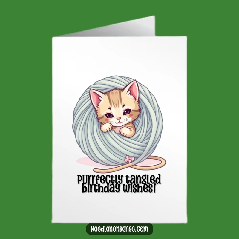 Kitten Yarn Birthday Card: Free Printable Tangle Humor Downloadable Gift