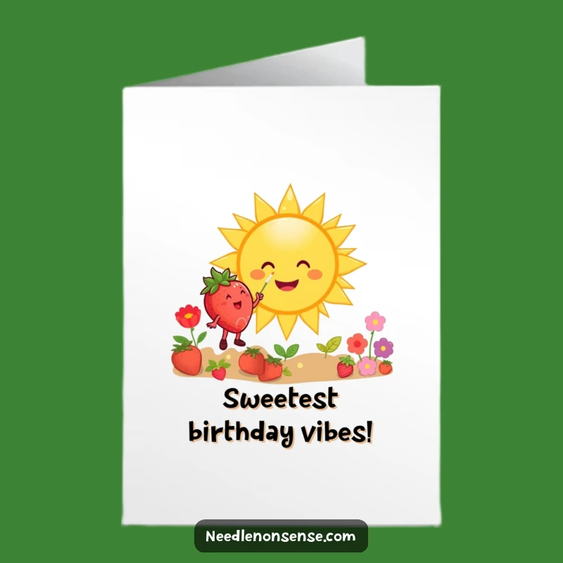 Free Printable Birthday Card: Sunny Strawberry Painting, Joyful Downloadable Gift