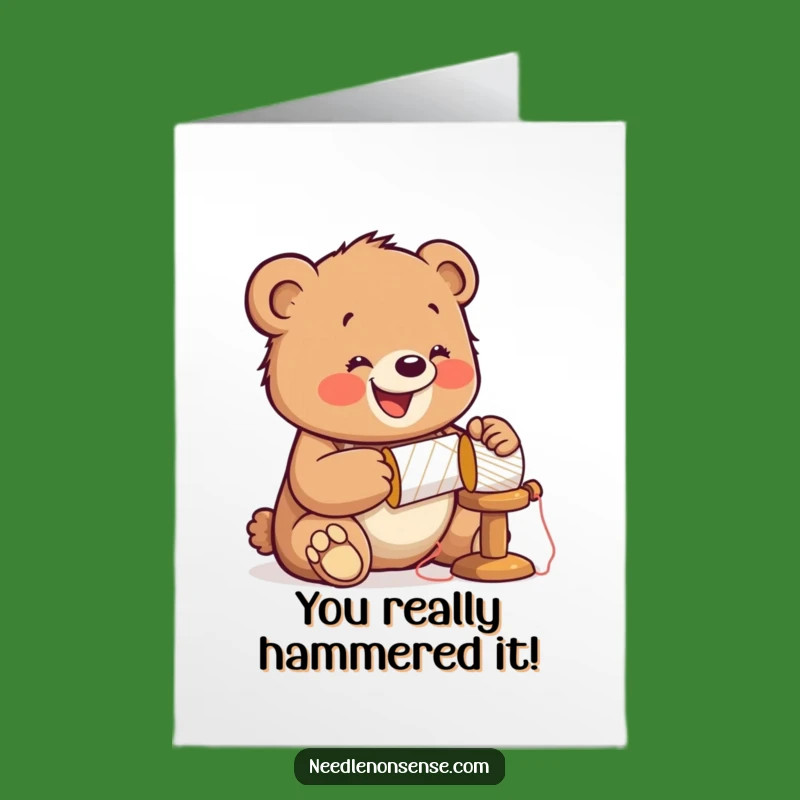 Free Printable Congrats Card: Bear's Hard Work Pays Off - Build Success Downloadable
