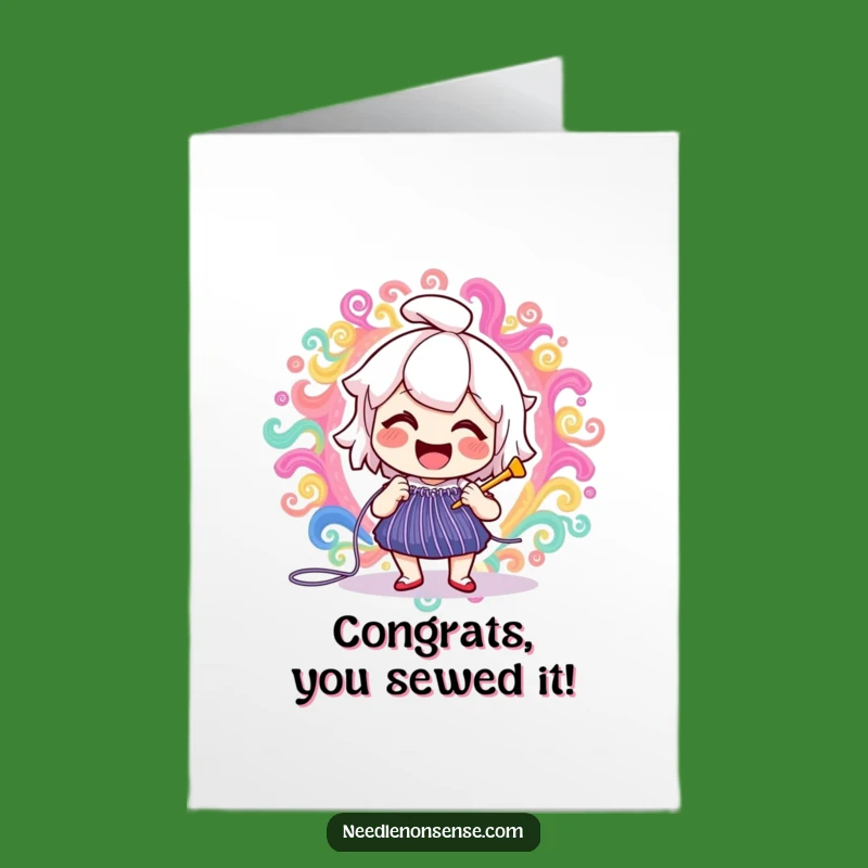 Free Printable Congrats Card: Happy Needle Stitching, Cheerful Downloadable Greeting